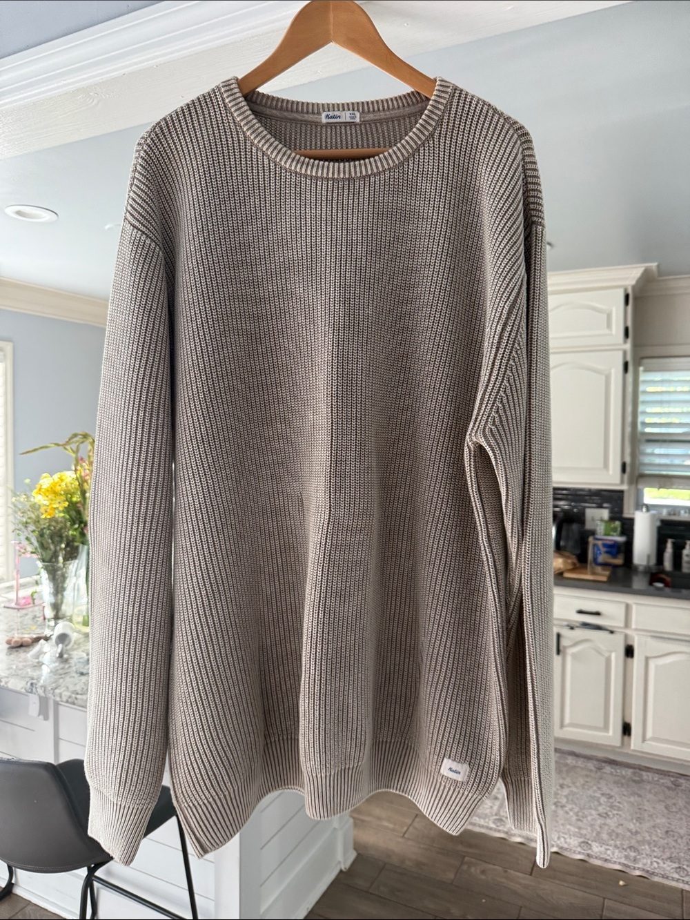 Katin Men's Crewneck Knit Sweater in Light Taupe